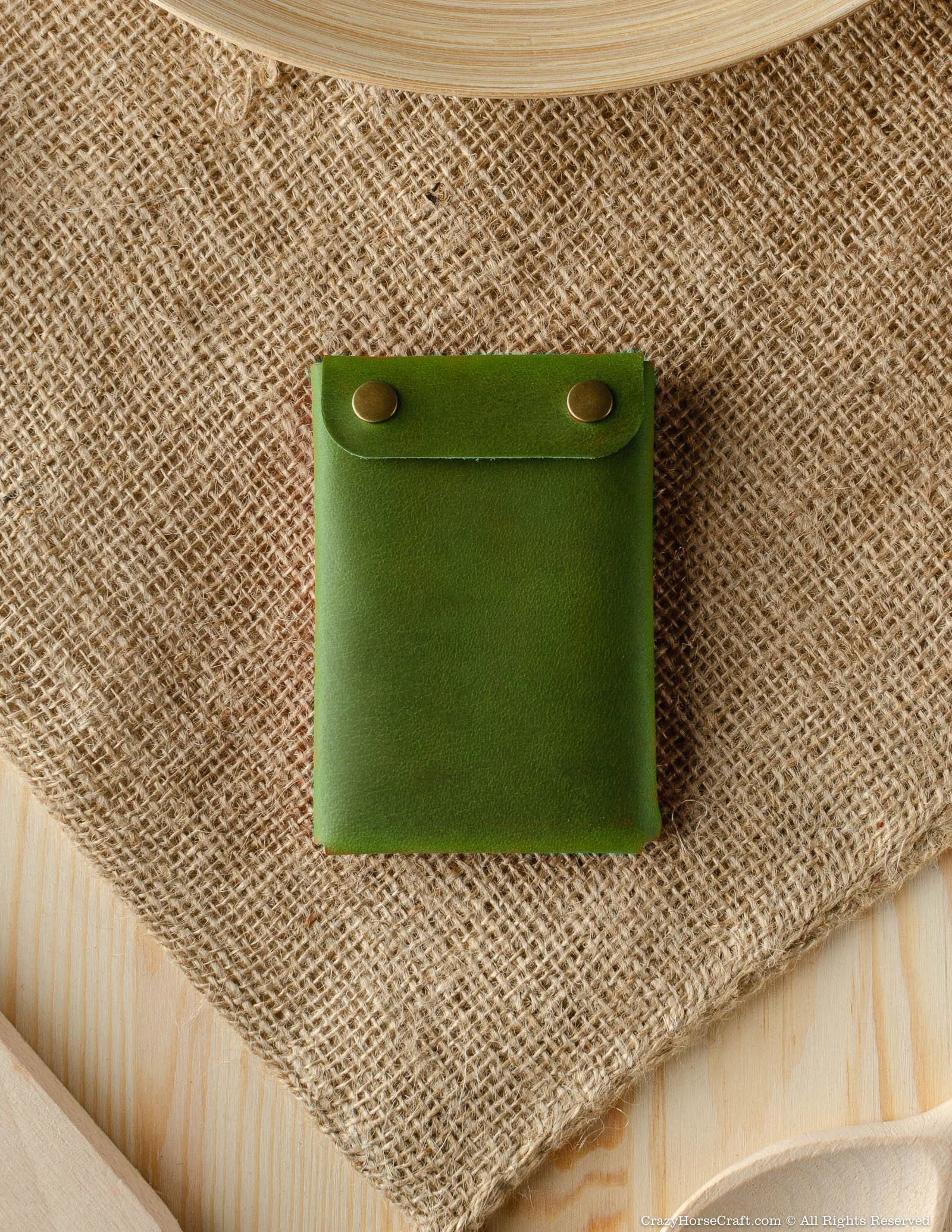 Minimalist leather wallet/card holder | Alpine Green