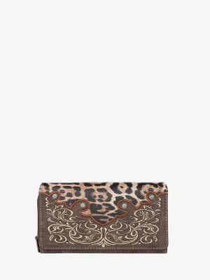 Montana West Embroidered Floral Leopard Wallet