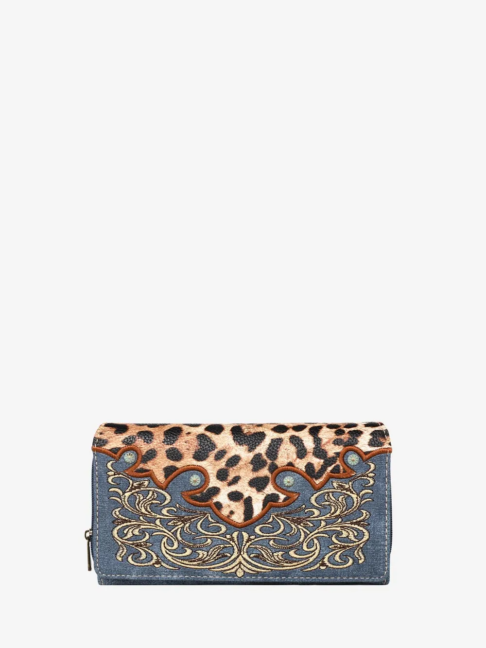 Montana West Embroidered Floral Leopard Wallet