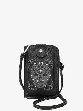 Montana West Embroidered Sugar Skull Crossbody Phone Bag