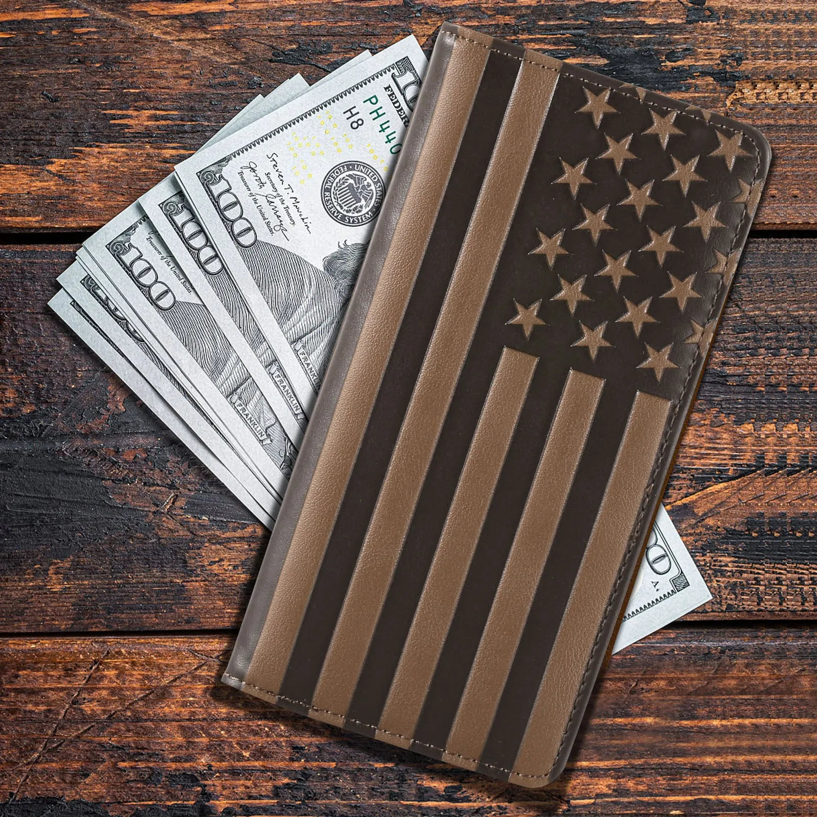 MW-615 Patriotic Collection Men's Bifold Long PU Leather Wallet