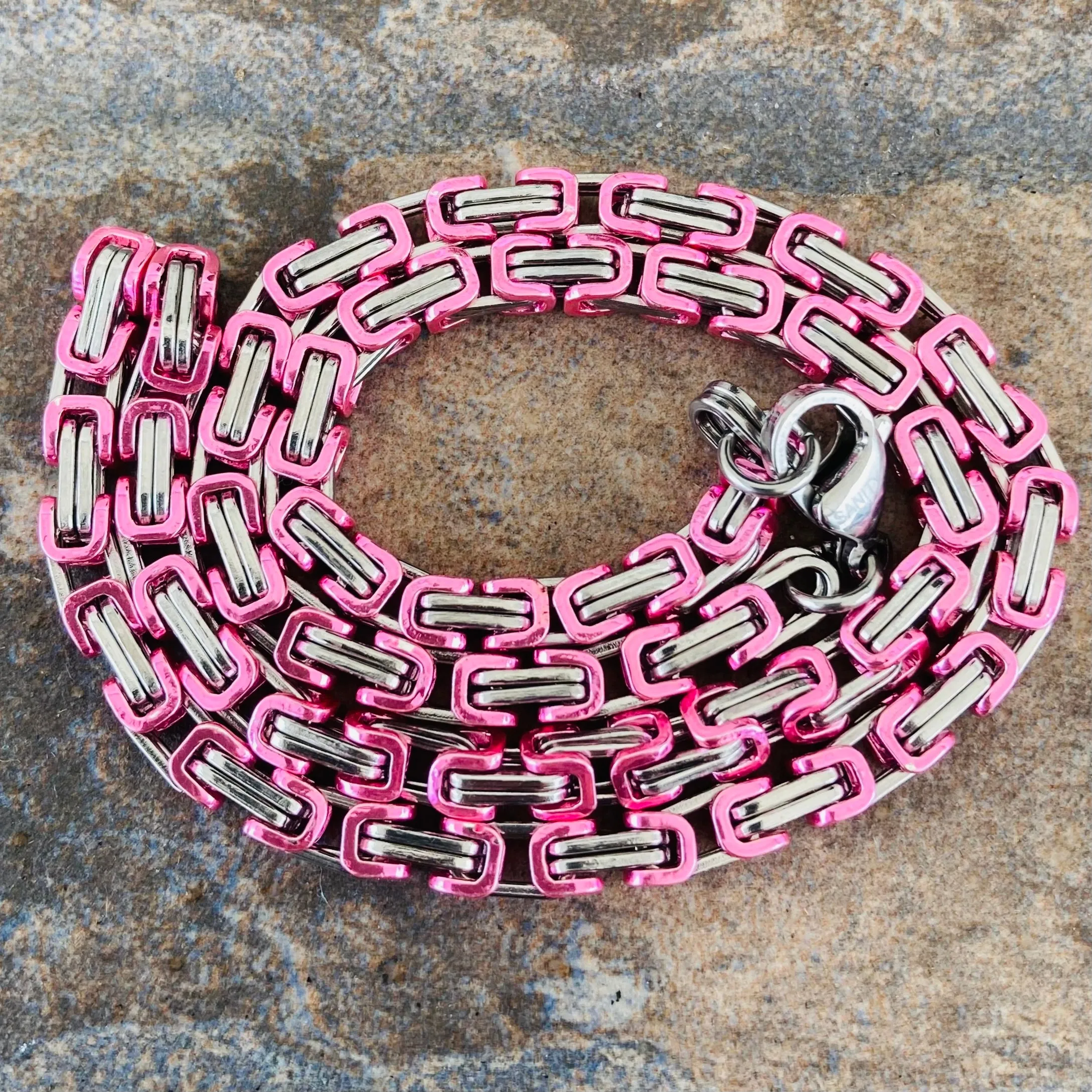 Necklace - Mini Pink & Silver - Daytona Beach - 1/8 wide