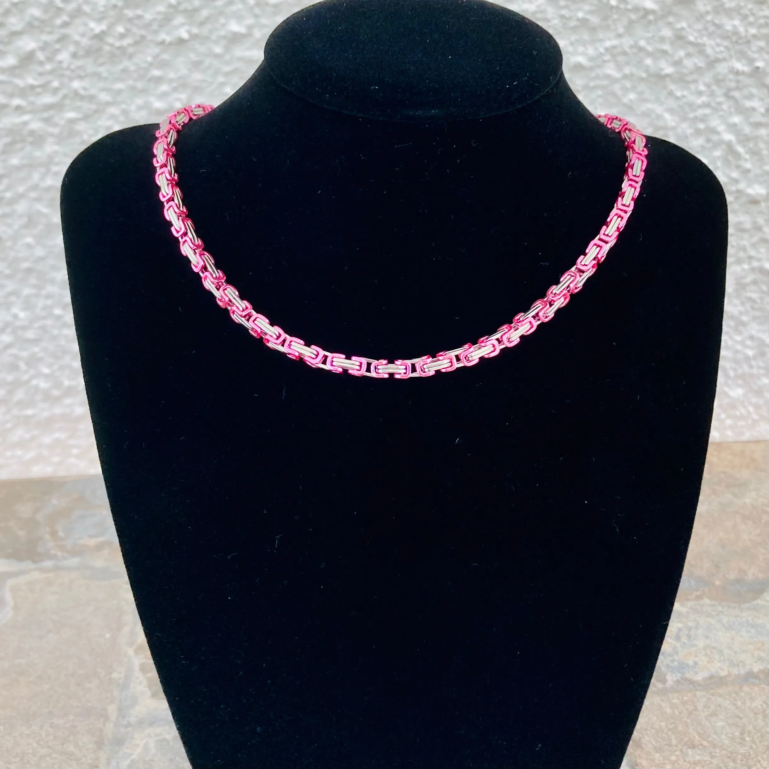 Necklace - Mini Pink & Silver - Daytona Beach - 1/8 wide