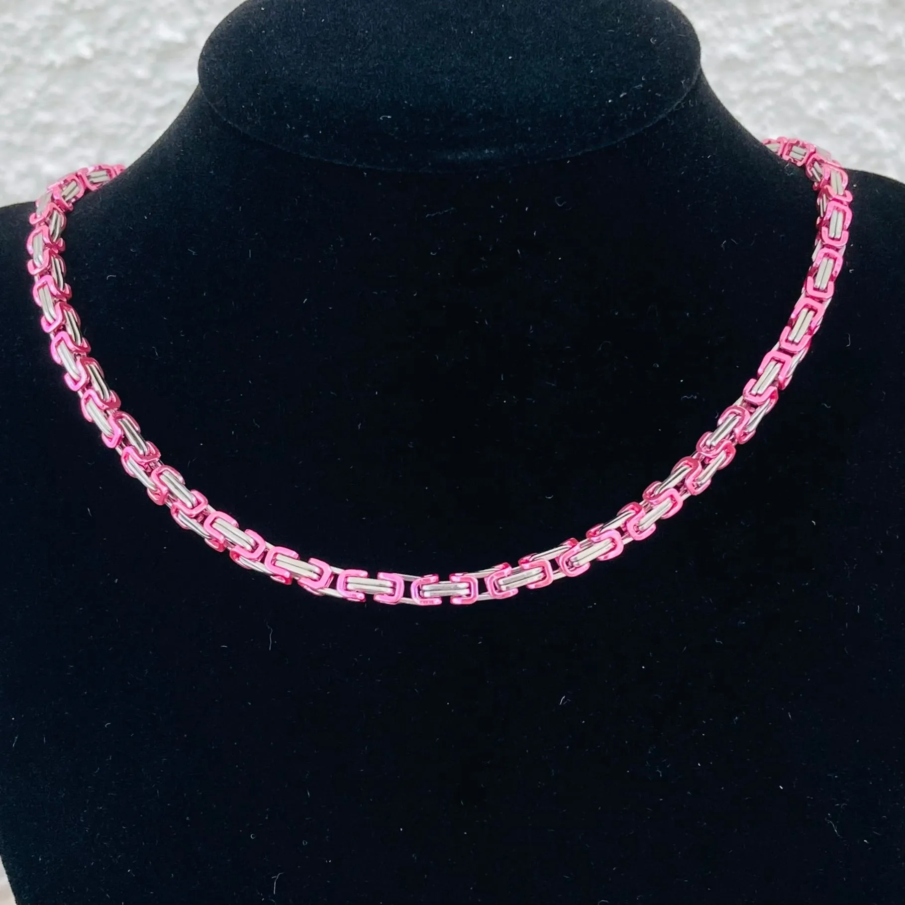 Necklace - Mini Pink & Silver - Daytona Beach - 1/8 wide