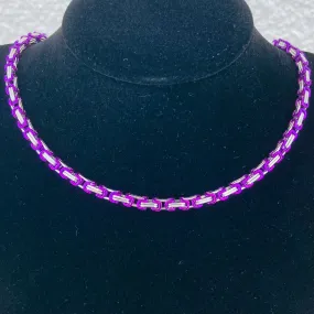 Necklace - Mini Purple & Silver - Daytona Beach - 1/8 wide