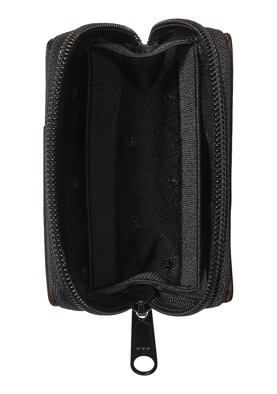 Orbit Zip Card Leather Wallet - Black