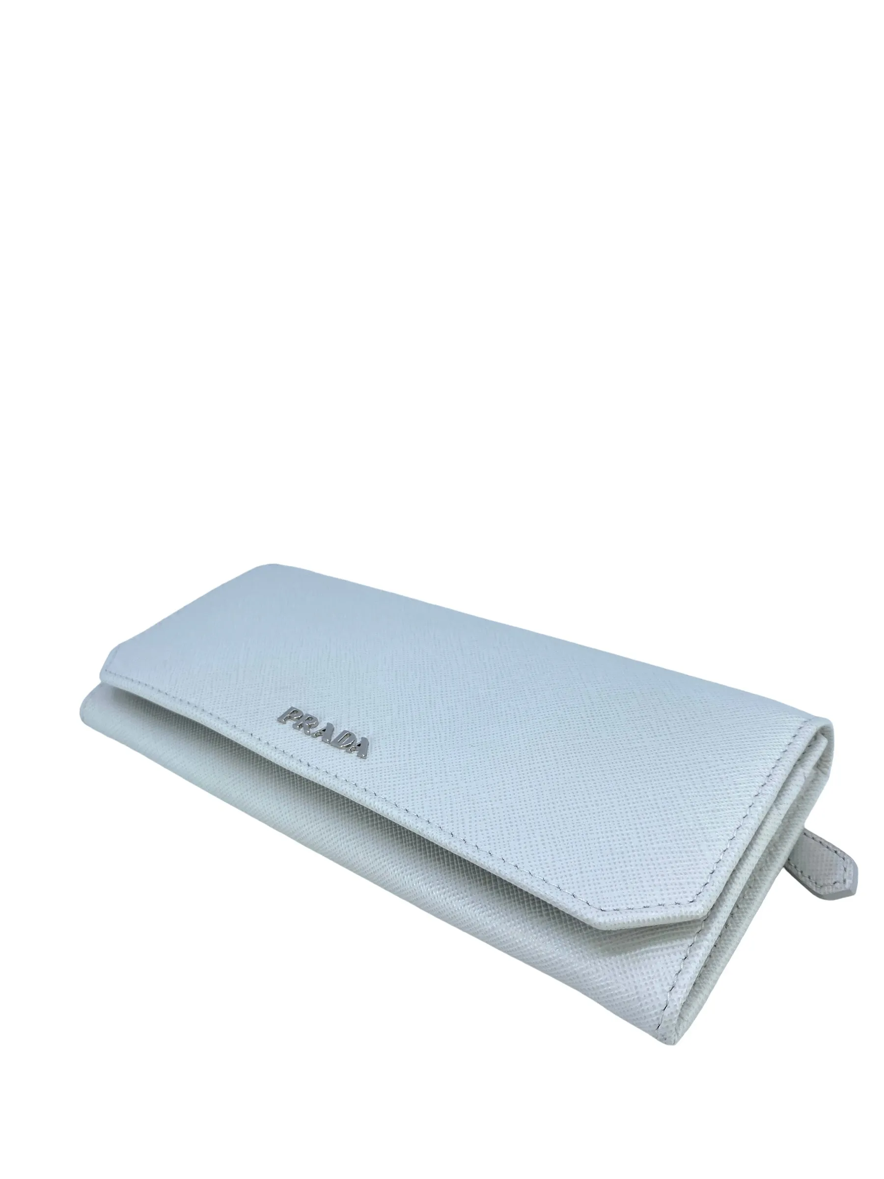 Prada White Saffiano Leather Flap Wallet