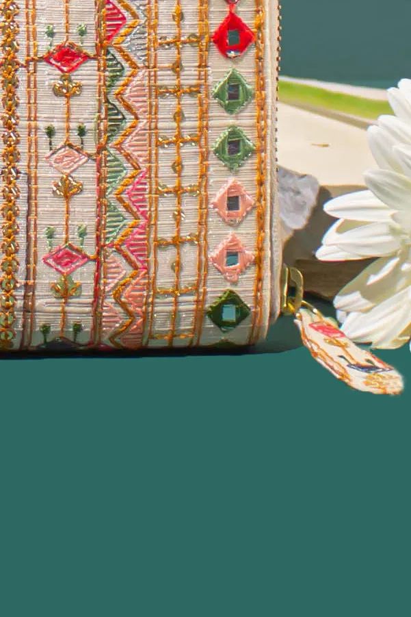 Rafia Embroidered Wallet