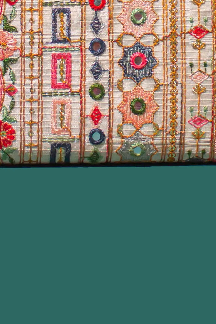 Rafia Embroidered Wallet