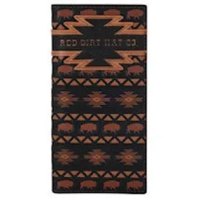 RED DIRT HAT CO RODEO WALLET BLK W/AZTEC DESIGN AND BISON