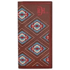 RED DIRT HAT CO RODEO WALLET TOOLED W/AZTEC NEEDLEPOINT