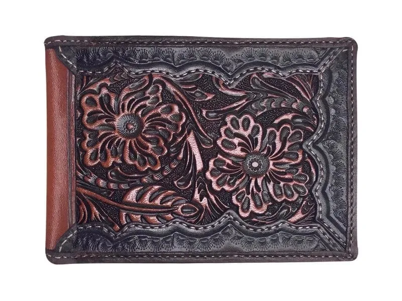 Roper Bi-Fold Wallet - Tooled Leather Dark Brown 8154100