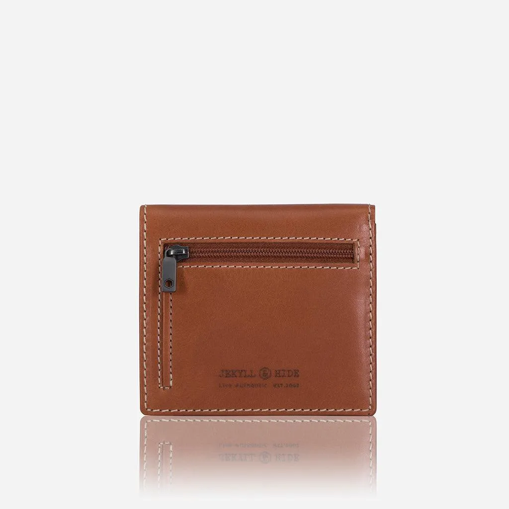 Slim Bifold Wallet with Coin, Tan