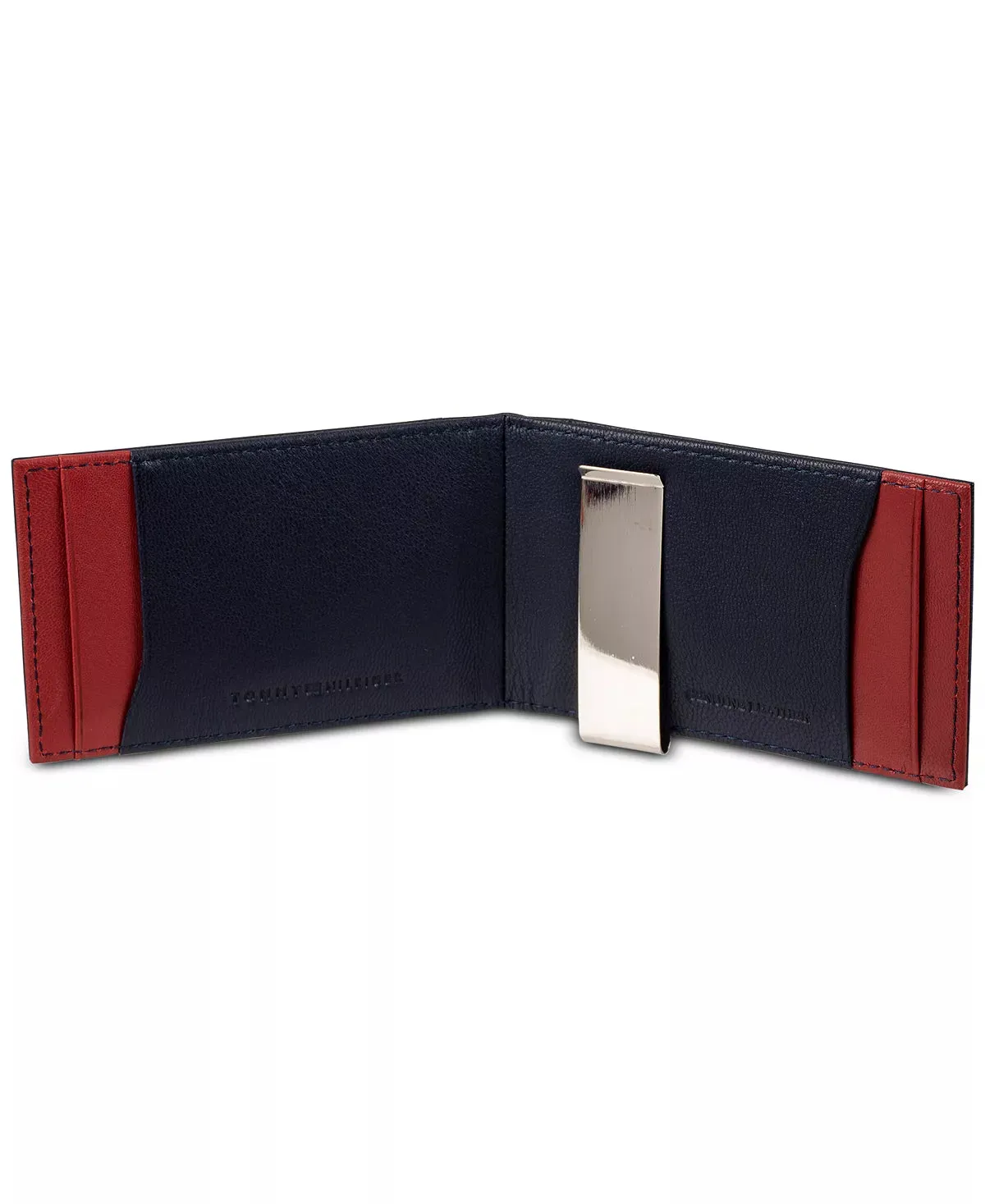 Tommy Hilfiger Men's Navy Leather Money Clip Wallet | Brand New |