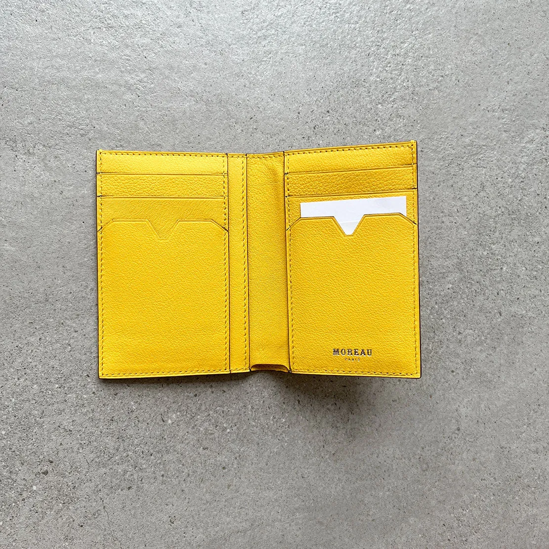 Vertical Wallet 6 CC Calf, Yellow